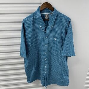 Cinch Mens XXL Western Button Up Shirt Blue Geo Print Short Sleeve
